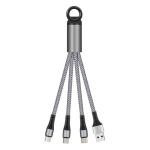 2.4A USB Charger Cable 14cm Fast Charging Nylon Braided 3 in 1 Keychain Data