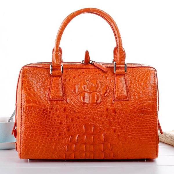 Genuine Real Alligator Skin Women Boston Purse Lady Handbag Exotic Authentic