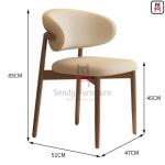 Bowed Back Leather Upholstered Dining Chair With Ash Wood Frame
