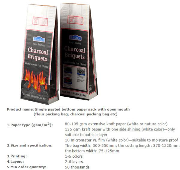 Buy cheap Custom Label Printing Charcoal packaging Paper Bags, charcoal bags, pp/kraft paper bags for charcoal bags from wholesalers