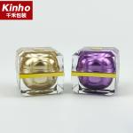 PMMA Cosmetic Cream Jar Double Wall 30g 50g Square Cream Jar Gold