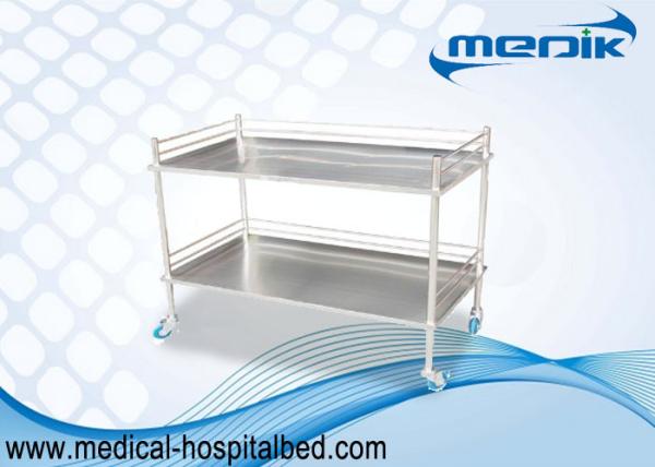 Buy cheap Two Shelves Stainless Steel Instument Trolley With Four Blue Silent Castors from wholesalers