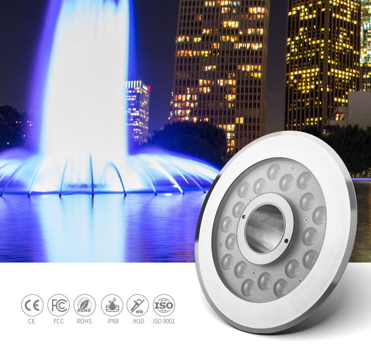 DC24V IP68 SS316L Garden Led Fountain Lights 36W DMX512 VDE For Fountains