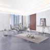 Buy cheap Large 200x100x75cm Tempered Glass Dining Table Stainless Steel Metal Base from wholesalers