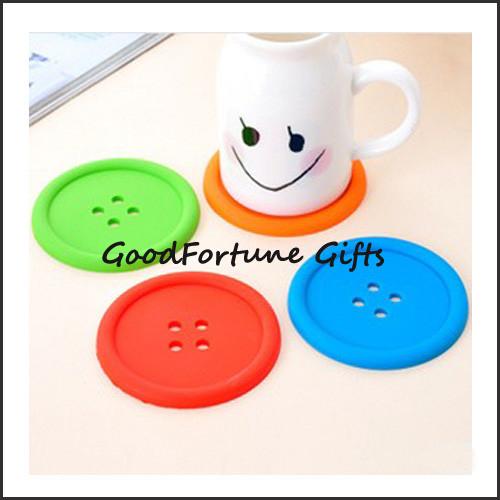 Buy cheap Promotion soft pvc rubber coloured button shape coaster cup pads gift supplier from wholesalers