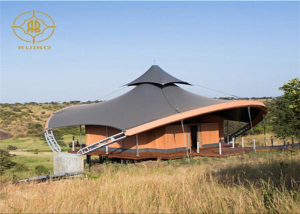 Buy cheap Double Split Top Cover Luxury Resort Tents Gray Yellow Lightweight PVDF Material from wholesalers