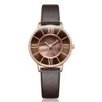Pin Buckle Women Quartz Wrist Watch Leather Strap Shell Dial