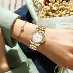 Classic Romantic Stainless Steel Alloy Case Encrusted Diamond Quartz Watch For