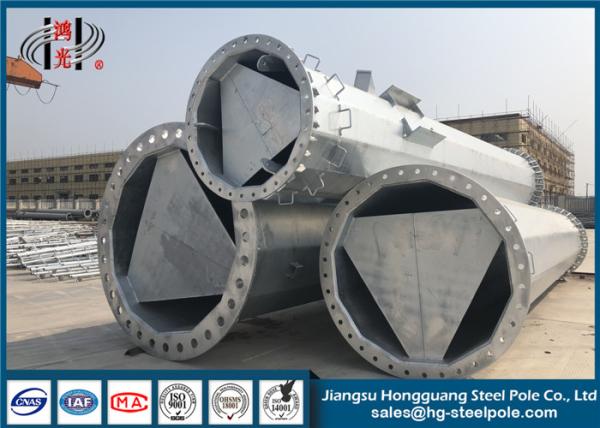 90FT Tapered Steel Tubular Pole With Bitumen Painted , 235-460Mpa Tensile