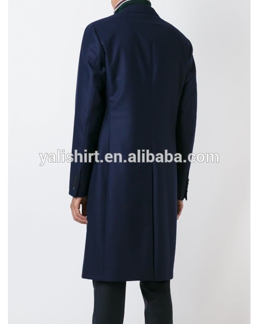 Custom high quality mens longline wool coat with double-breasted