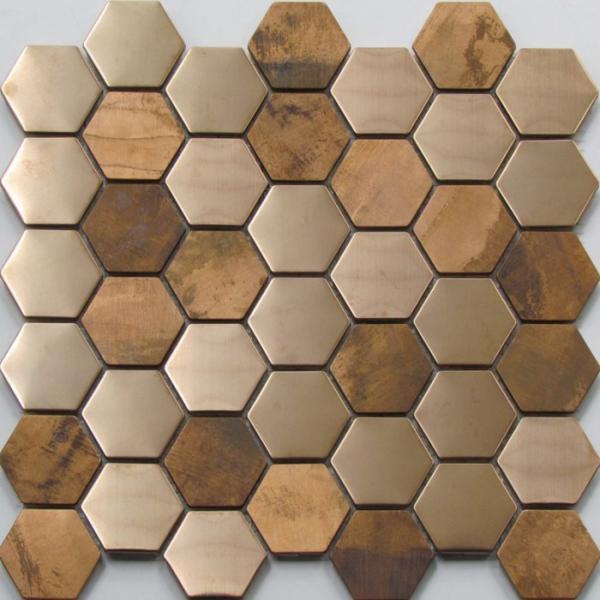 Buy cheap Metallic Copper Mosaic Tile Backsplash , Hexagon Stainless Steel Subway Tile from wholesalers