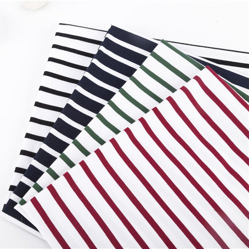 Yarn Dyed Single Jersey Fabric Custom Cotton Stripe Knit Material For T-Shirt