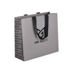 Grey UV Art Paper Gift Bags Clothing Shopping Packaging With Handle