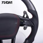 Audi Carbon Fiber Flat Bottom Steering Wheel With Black Perforated Leather