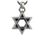 Sterling Silver Wheat Chain Men's Necklace with Silver Star of David Pendant