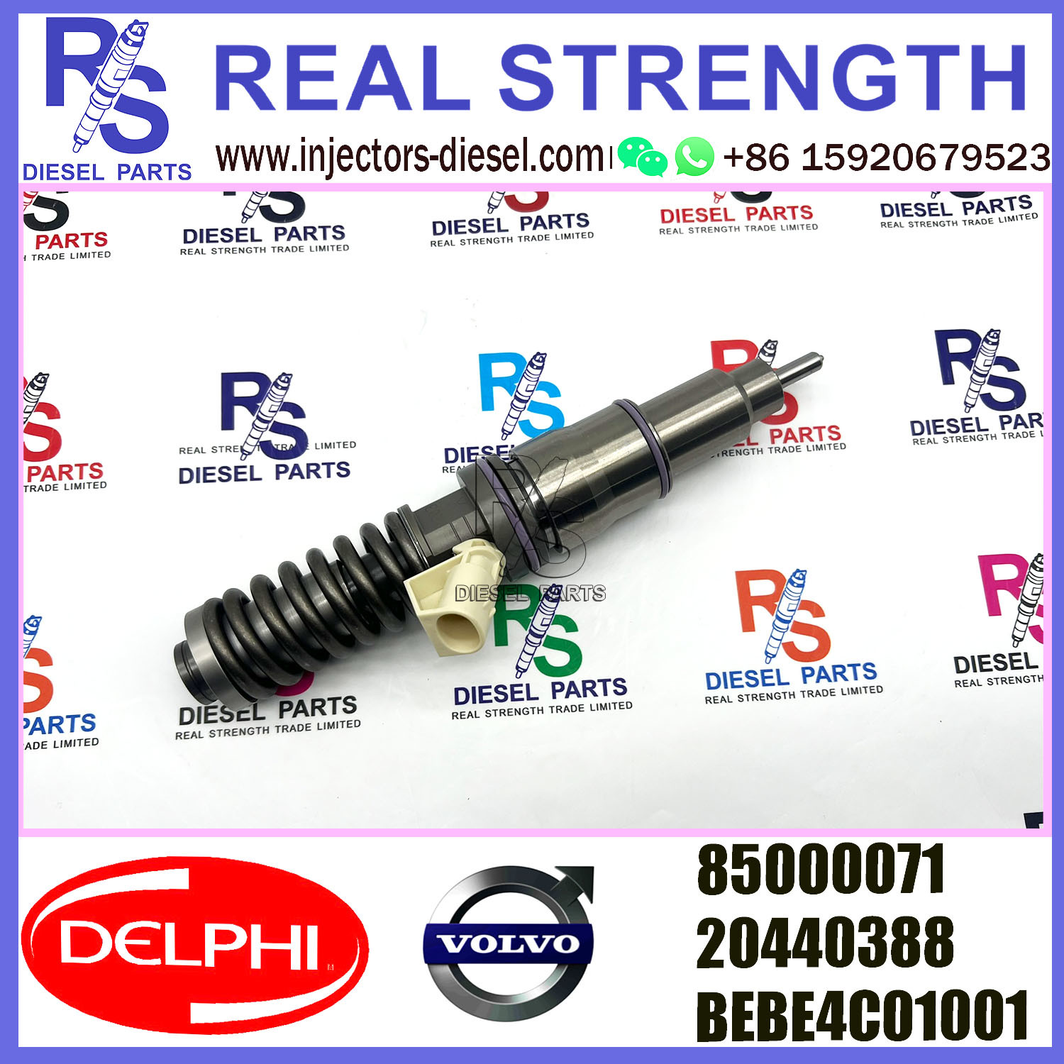 DELPHI 2pin injector 85000071 20440388 BEBE4C01001 Diesel pump Injector V-O-L-V BEBE4C01001 E1 for V-O-L-V D12 BUS