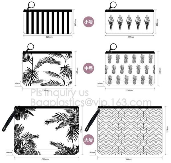 school pencil bag/printing stationery bag/zipper slider plastic pencil bag, gold