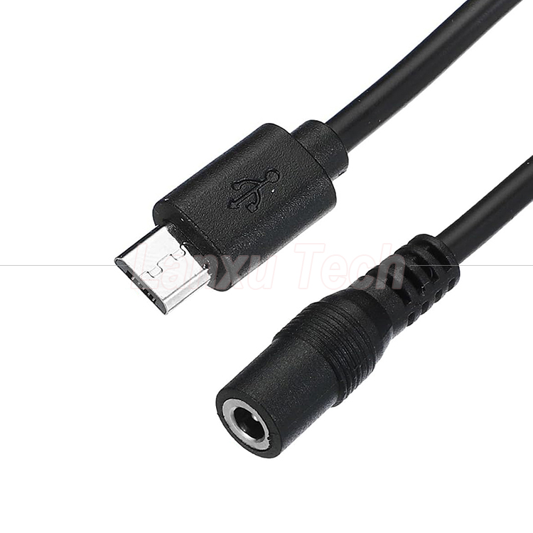 Micro USB Male to DC 3.5x1.35mm Female Jack Power Extension Cable for Fans LED Strips