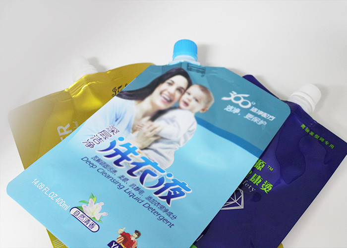 200ml To 1KG Liquid Spout Bags / Water Pouch With Spout Caps CMYK Color