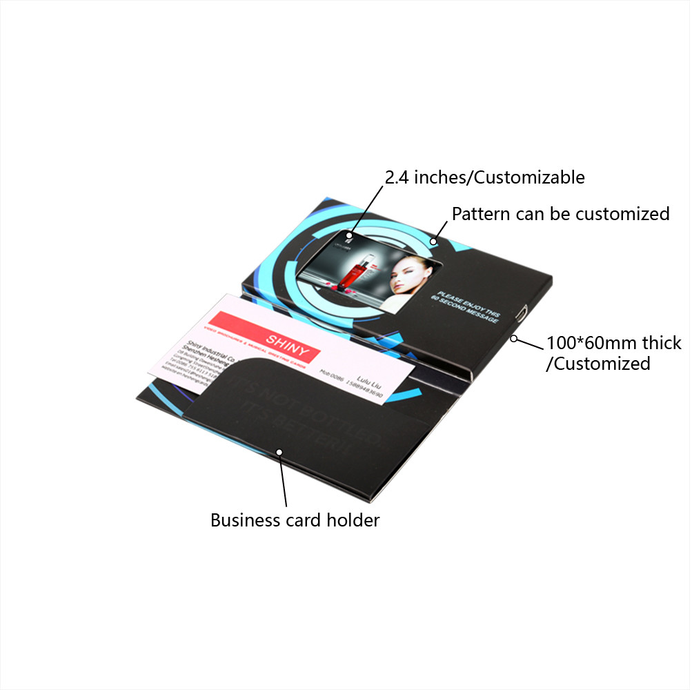 2.4 Inch LCD screen video brochure100×60mm size For Gift Advertising