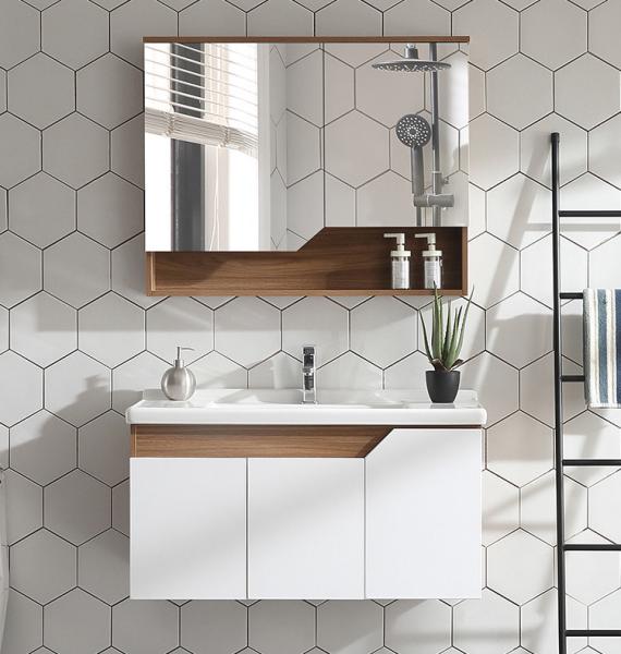 Buy cheap Anti Corrosion Solid Wood Bathroom Cabinet With Mirror Wash Basin from wholesalers