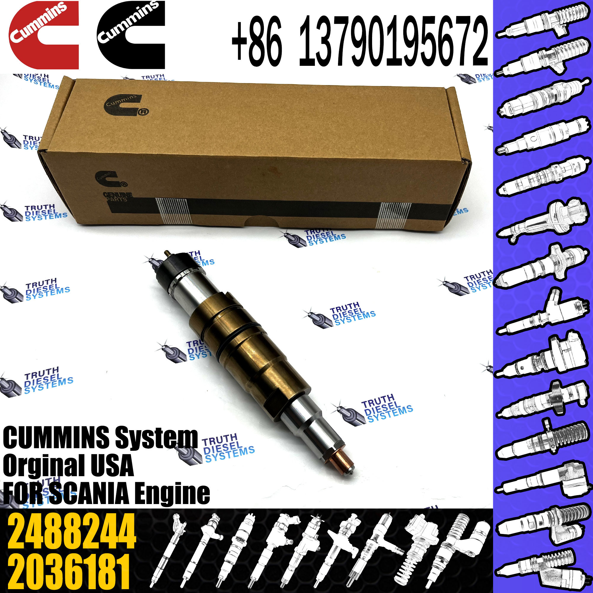 Common rail fuel injector assembly diesel Injector 2872544 2488244 2057401 2029622 for Cummins