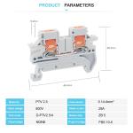 PTV 2.5 DIN Rail Terminal Block Side-Entry Push-in Connection 2.5mm² 26-12AWG