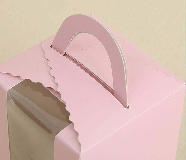 economy Cupcake Box White Window Cake Box customized Wedding Cake Box,6inch in stock PET Plastic Clear birthday Cake Box