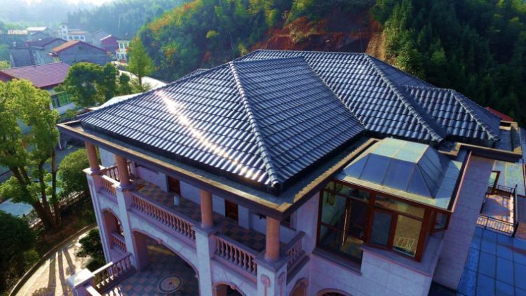 Black Red Green Colors Windproof Solar Roof Tiles 50W Curved Solar Roof Tiles Installation for BIPV Household Solar System