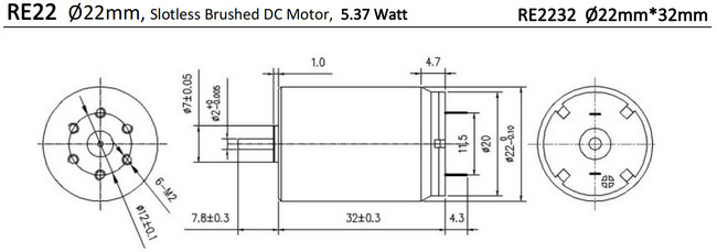 22mm brush motor