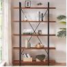 Buy cheap Customized Industrial 5 Tiers Metal And Wood Bookcase Solid Wood Book Shelves from wholesalers