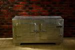 Middle Size Leather Storage Trunk 2 Doors Plywood Frame Zinc Alloy Handle
