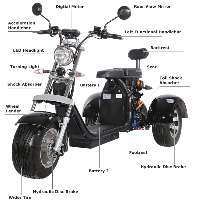 Easy Move Mobility 3 Wheel Electric Scooter With Seat For Handicapped