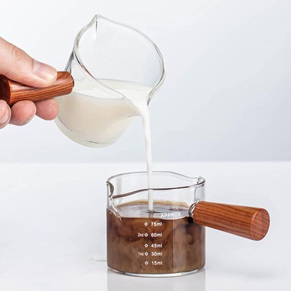 Buy cheap Wooden Handle Essential Barista Tools Glass Espresso Measuring Cup 3oz from wholesalers