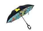 Children Reverse Inverted Umbrella Cartoon Art Print Manual Open Control