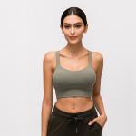 Womens Nude Shock Absorber Padded Sports Bra Nylon Breathable Double Shoulder