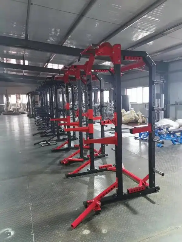 Multifunctional Strength Training Equipment Half Cage Bench Press Smith Machine Power Rack with Dumbbell Back Extension Function