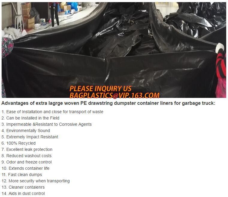 extra lagrge woven PE drawstring dumpster container liner for garbage truck,40 yard polyethylene woven drawstring dumpst