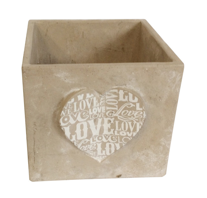 S057CM Cube Shape Cement Garden Planters Cement Plant Pots With CE / GS Approved