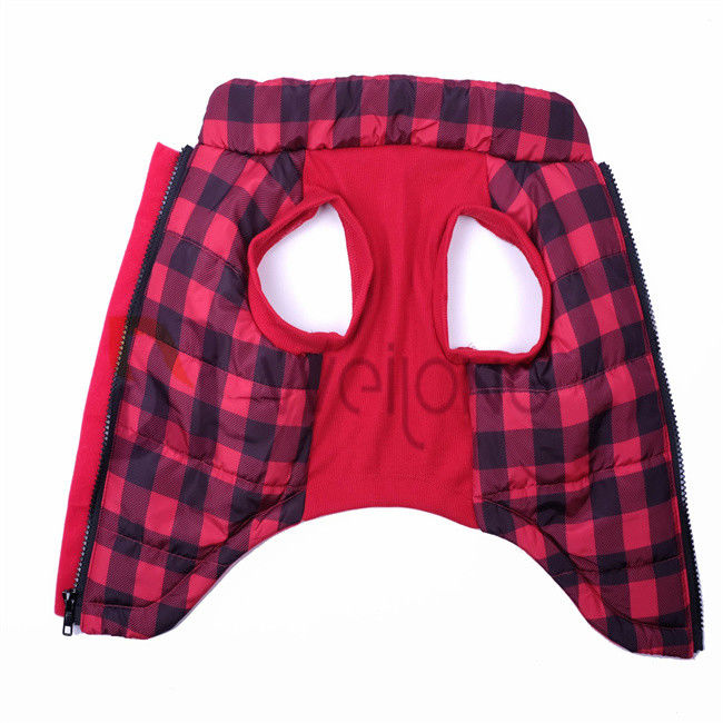 Christmas Plaid Dog Jacket 2*2 RIB Good Elasticity Opening zippered dog coats