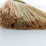 Solid Wood Handle Dust Push Broom Corn Bristles Garage Patio