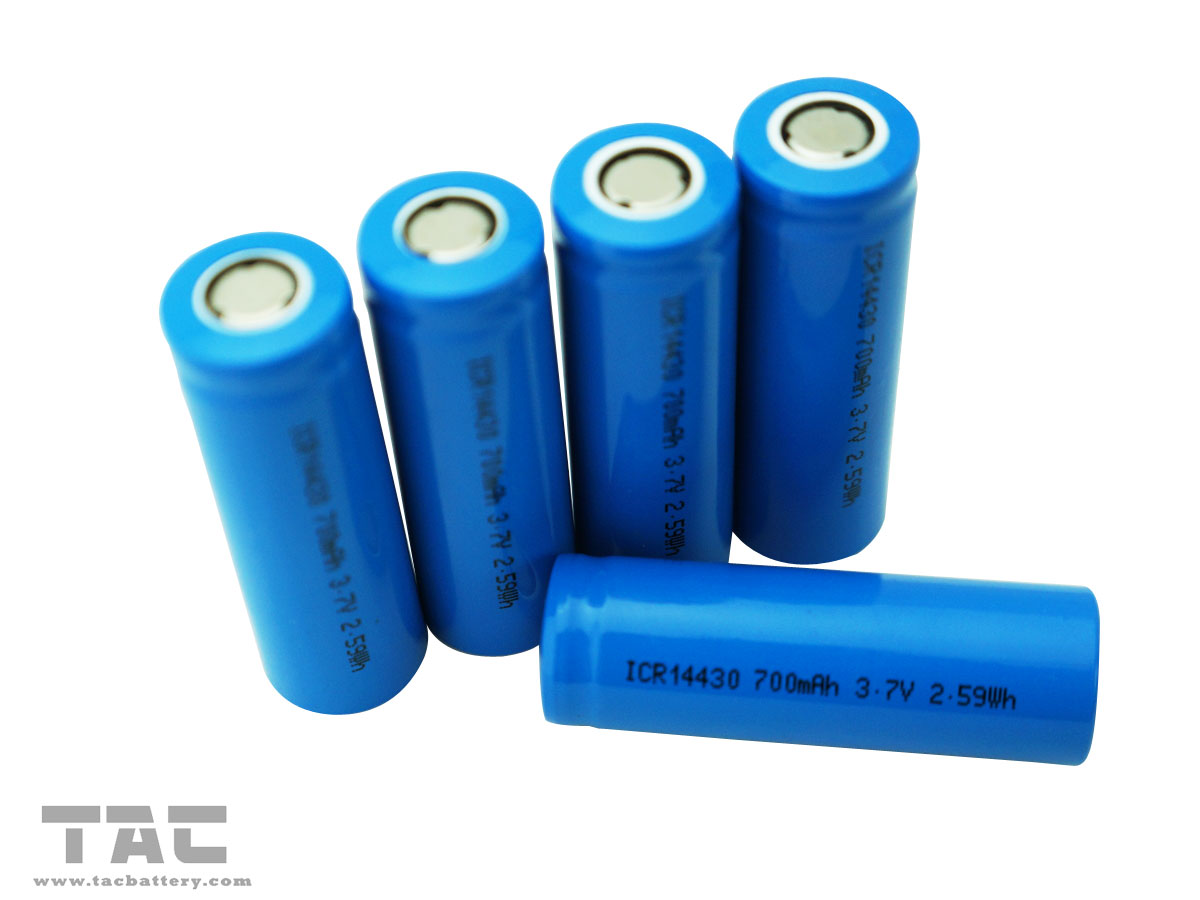 Rechargeable High energy density Lithium Ion Cylindrical battery LIR14430/ 700mAh 