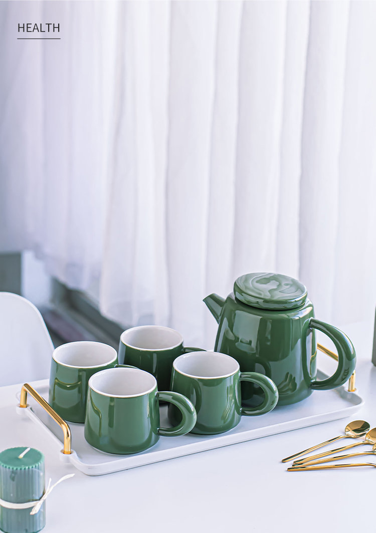 Porcelain Coffee Set With Modern Design Teapot And Cute Tea Mug Cappuccino Latte Cups