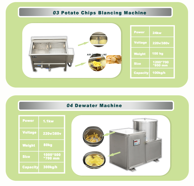 100kg Per Hour French Fry Production Line With Food Grade 304 Stainless Steel