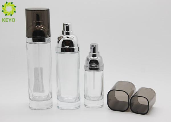 Buy cheap 100ml Square Shaped Clear Empty Lotion Bottles With Pump , Glass Cosmetic Package from wholesalers