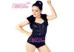 Cap Sleeves jazz dance outfits Black Swan Leotard Fur Mini Jacket For Women