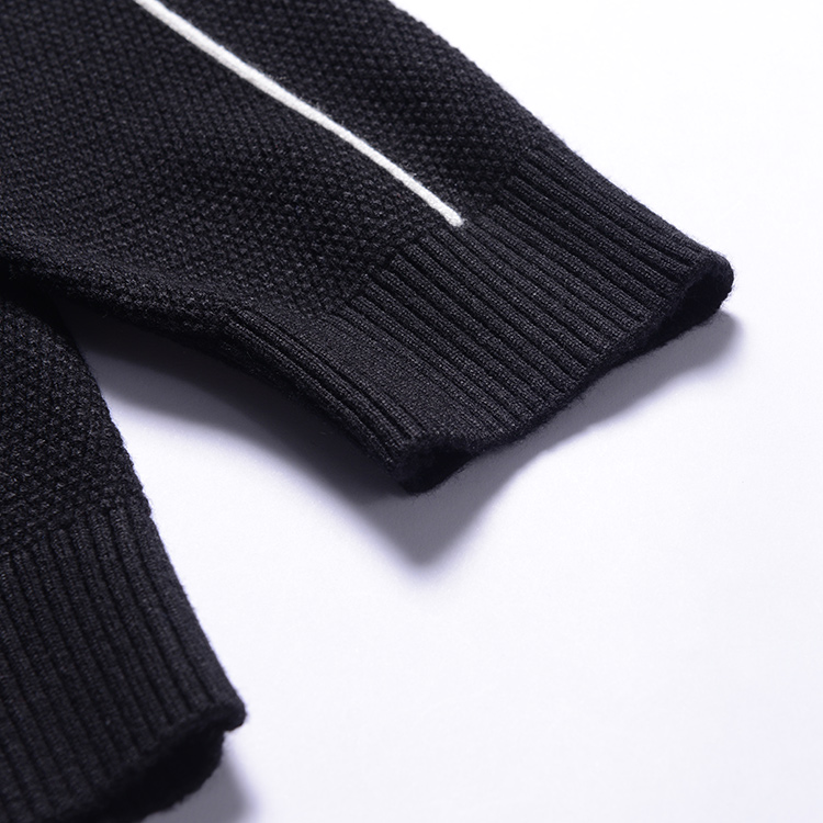 High Quality Black Knit Sweater Custom Men Clothing Knit Winter Man Zipper Sweater