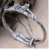 Buy cheap Sterling Silver Bangle Cuff Bracelet Engraved Flower Vintage Jewelry (049093W) from wholesalers