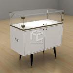 White Tempered Glass Jewelry Shop Furniture With Led Light