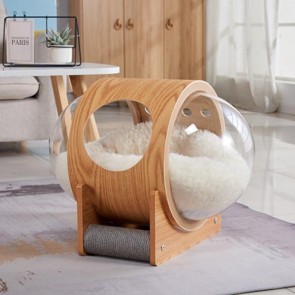 Buy cheap Outdoor Semi Enclosed Space UFO Cat Bed Acrylic Glass Capsule Bedding from wholesalers